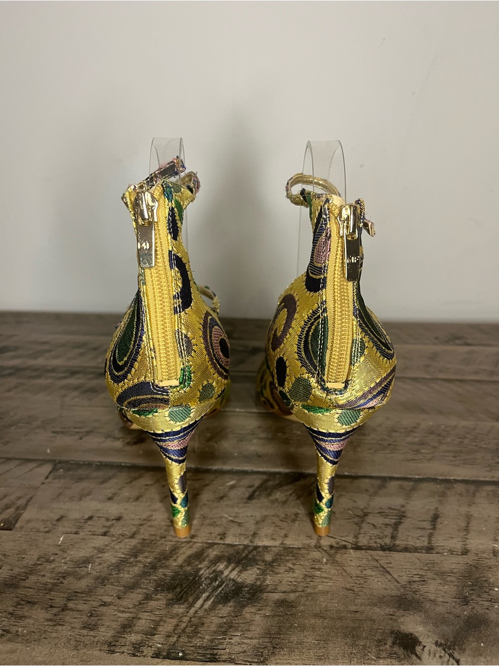 Marc Fisher Metallic Paisley 3 Strap Mary Jane Heels - Picture 3 of 5